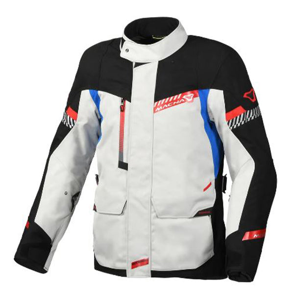 Giacca moto donna touring Macna Fusor WP Grigio chiaro Blu Nero